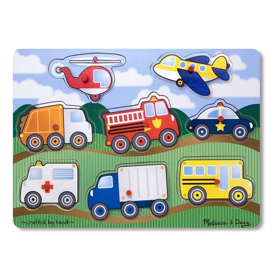 Melissa and Doug Vehicles Peg Puzzle - 8 Pieces