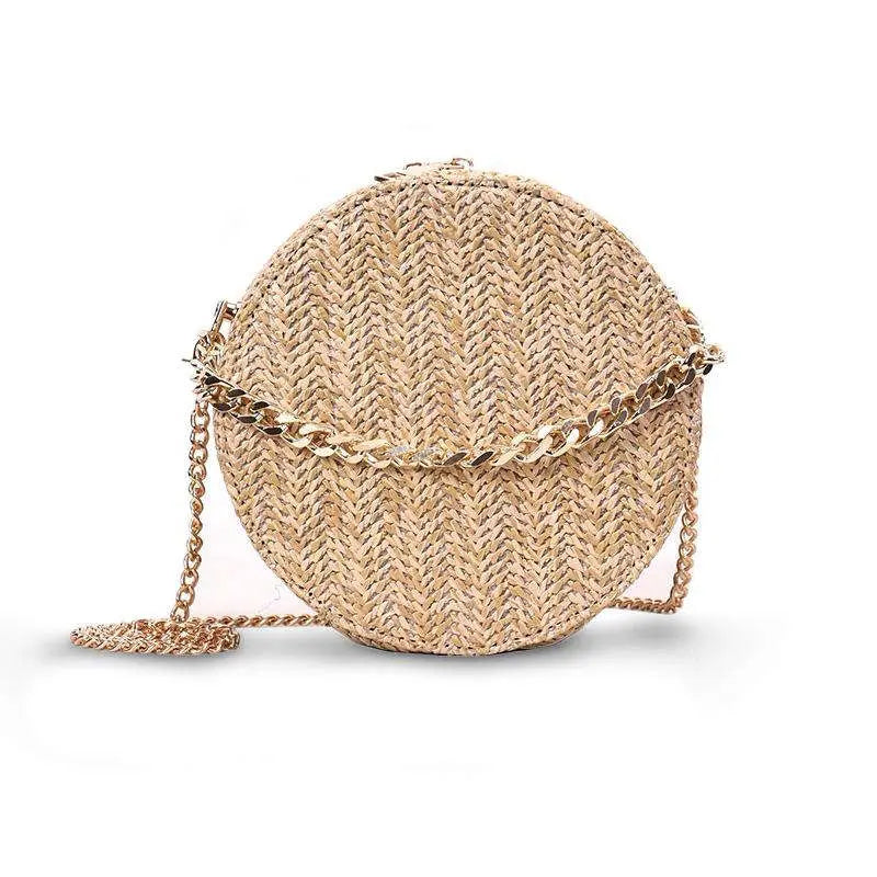 Sac Rond en Paille Chaine Dorée