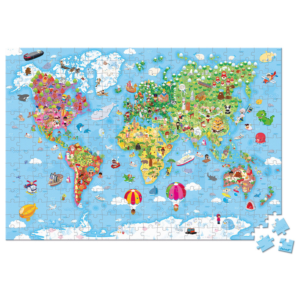 Janod Giant World Map Puzzle - 300 Pieces