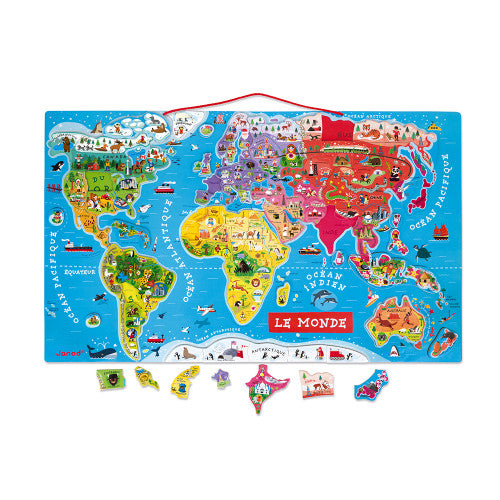 Janod Magnetic World Map Puzzle French Version 92 Pieces (Wood)