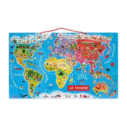 Janod Magnetic World Map Puzzle French Version 92 Pieces (Wood)