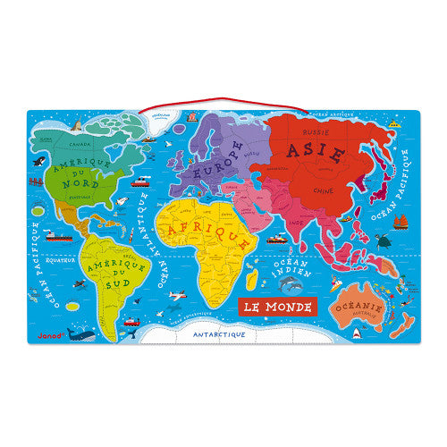 Janod Magnetic World Map Puzzle French Version 92 Pieces (Wood)