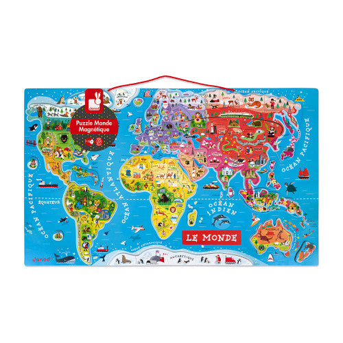 Janod Magnetic World Map Puzzle French Version 92 Pieces (Wood)