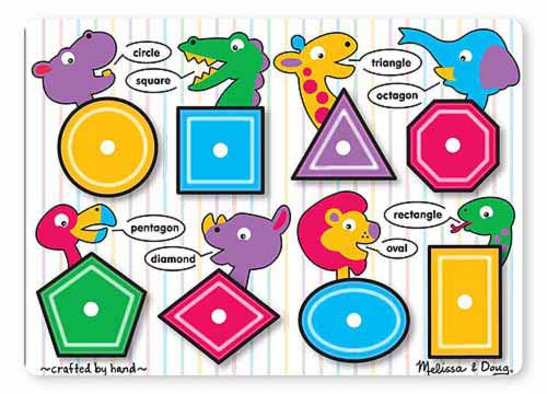 Melissa and Doug Shapes Peg Puzzle - 8 Pieces